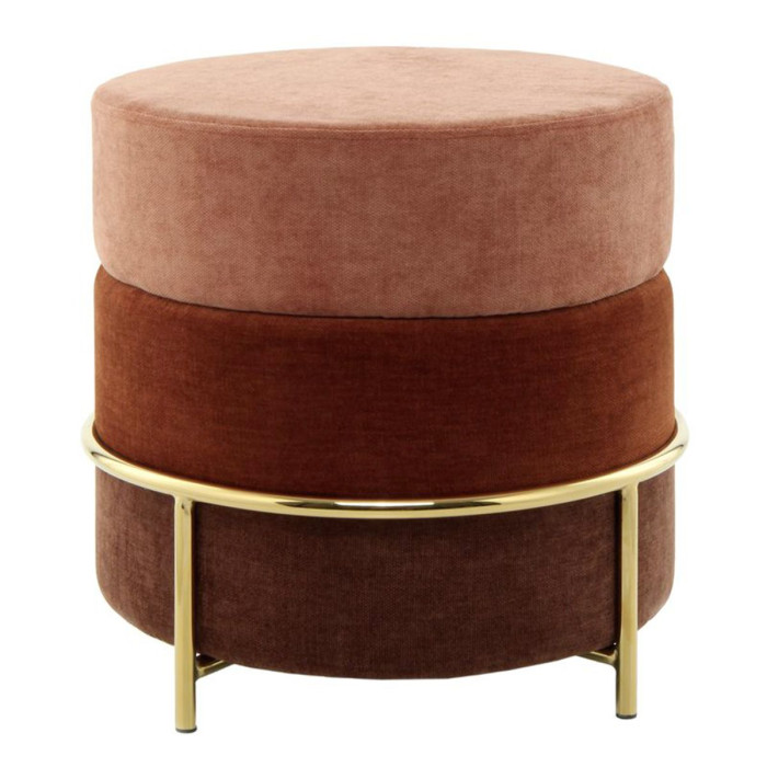Paris Prix Pouf Design En Velours "Matilda" 48cm Terracotta