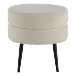 Paris Prix Pouf Design En Velours "Pot" 40cm Beige Clair