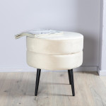Paris Prix Pouf Design En Velours "Pot" 40cm Beige Clair
