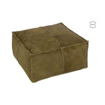 Paris Prix Pouf En Cuir Effet Peau "Norbert" 50cm Vert Olive
