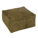 paris prix Pouf en Cuir Effet Peau "Norbert" 50cm Vert Olive