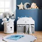 Paris Prix Pouf Enfant Ours Polaire "Hiver" 60cm Blanc