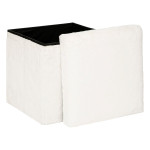 Paris Prix Pouf Imitation Fourrure Pliable "Ezzio" 38cm Blanc