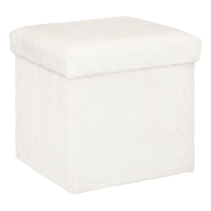 Paris Prix Pouf Imitation Fourrure Pliable "Ezzio" 38cm Blanc
