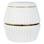 paris prix Pouf Matelassé Design "Doric" 53cm Blanc & Or