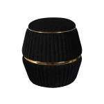 Paris Prix Pouf Matelassé Design "Doric" 53cm Noir & Or