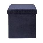 Paris Prix Pouf Pliable & Coffre "Rétro" 38cm Bleu Nuit