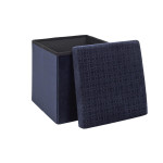 Paris Prix Pouf Pliable & Coffre "Rétro" 38cm Bleu Nuit