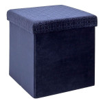 paris prix Pouf Pliable & Coffre "Rétro" 38cm Bleu Nuit