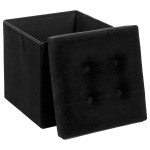 Paris Prix Pouf Pliable Velours "Lysandre" 38x38cm Noir