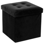 paris prix Pouf Pliable Velours "Lysandre" 38x38cm Noir