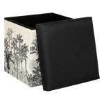 Paris Prix Pouf Pliable Vintage "Benicio" 38cm Noir & Blanc