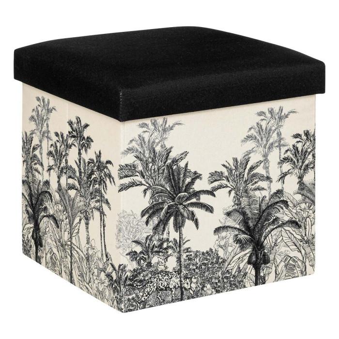 Paris Prix Pouf Pliable Vintage "Benicio" 38cm Noir & Blanc