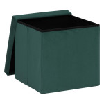 Paris Prix Pouf Pliant En Velours "Trend Tess" 38cm Vert Cèdre