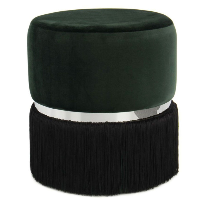 Paris Prix Pouf Rond Bicolore "Rebecca" 44cm Vert & Noir