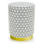 Paris Prix Pouf Rond Déco "Géométrique" 46cm Noir & Blanc