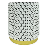 Paris Prix Pouf Rond Déco "Géométrique" 46cm Noir & Blanc