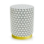 paris prix Pouf Rond Déco "Géométrique" 46cm Noir & Blanc