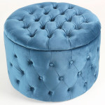 Paris Prix Pouf Rond Design En Velours "Visalni" 60cm Bleu