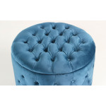 Paris Prix Pouf Rond Design En Velours "Visalni" 60cm Bleu
