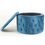Paris Prix Pouf Rond Design En Velours "Visalni" 60cm Bleu