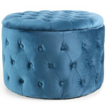 paris prix Pouf Rond Design en Velours "Visalni" 60cm Bleu