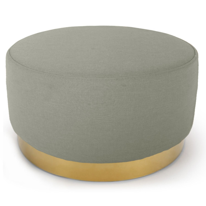 Paris Prix Pouf Rond En Velours Design "Minnie" 75cm Beige