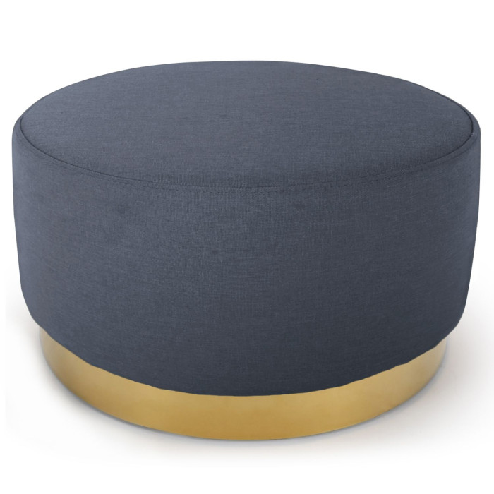 Paris Prix Pouf Rond En Velours Design "Minnie" 75cm Gris