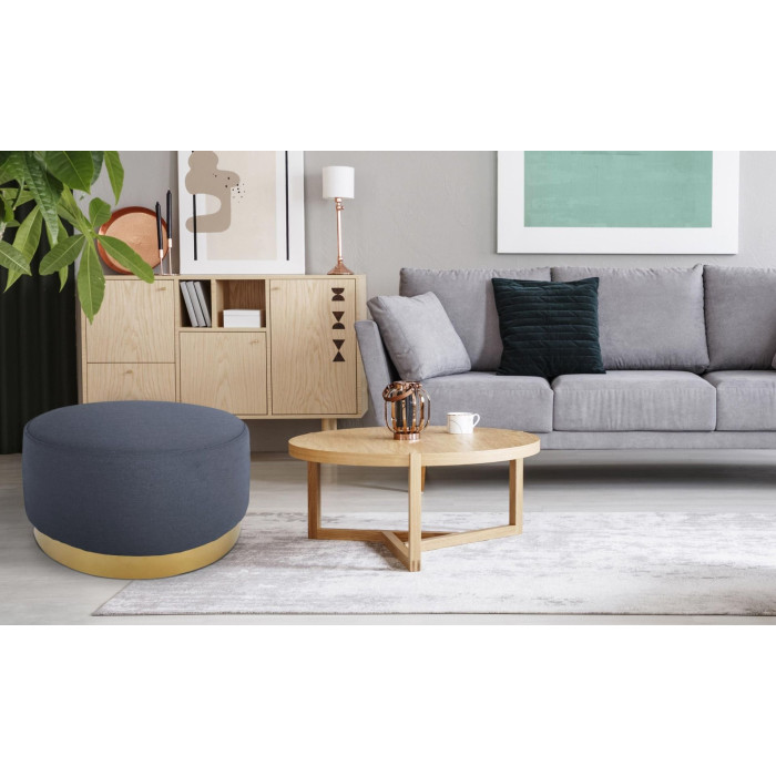 Paris Prix Pouf Rond En Velours Design "Minnie" 75cm Gris