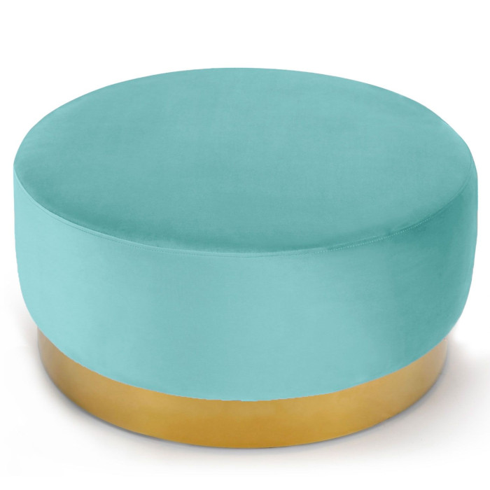 Paris Prix Pouf Rond En Velours Design "Minnie" 75cm Menthe