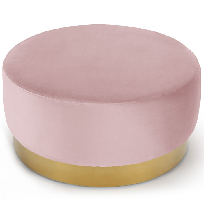 Paris Prix Pouf Rond En Velours Design "Minnie" 75cm Rose