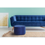 Paris Prix Pouf Rond En Velours "Taj Mahal" 47cm Bleu