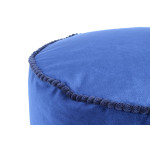 Paris Prix Pouf Rond En Velours "Taj Mahal" 47cm Bleu