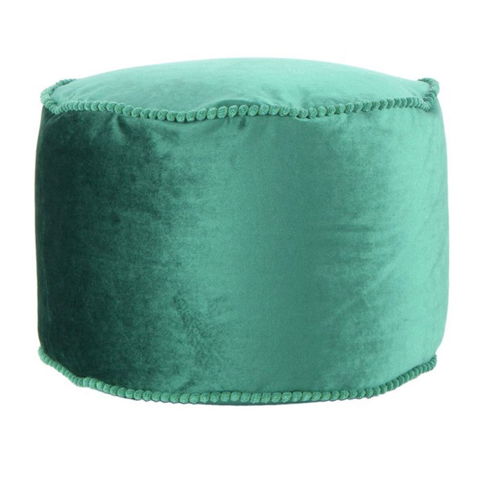 Paris Prix Pouf Rond En Velours "Taj Mahal" 47cm Vert