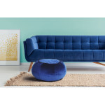 Paris Prix Pouf Rond En Velours "Taj Mahal" 65cm Bleu