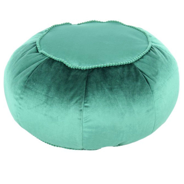 Paris Prix Pouf Rond En Velours "Taj Mahal" 65cm Vert