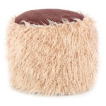 paris prix Pouf Rond Imitation Fourrure "Bobtail" 45cm Beige