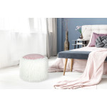 Paris Prix Pouf Rond Imitation Fourrure "Bobtail" 45cm Blanc