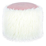 paris prix Pouf Rond Imitation Fourrure "Bobtail" 45cm Blanc