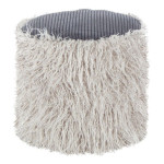 paris prix Pouf Rond Imitation Fourrure "Bobtail" 45cm Gris Clair
