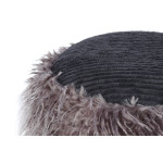 Paris Prix Pouf Rond Imitation Fourrure "Bobtail" 45cm Gris Foncé