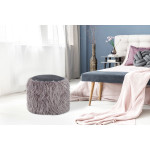 Paris Prix Pouf Rond Imitation Fourrure "Bobtail" 45cm Gris Foncé