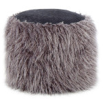 paris prix Pouf Rond Imitation Fourrure "Bobtail" 45cm Gris Foncé