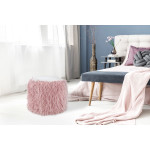 Paris Prix Pouf Rond Imitation Fourrure "Bobtail" 45cm Rose