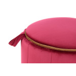 Paris Prix Pouf Rond Velours "Reese" 43cm Rouge Foncé