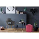 Paris Prix Pouf Rond Velours "Reese" 43cm Rouge Foncé