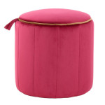 paris prix Pouf Rond Velours "Reese" 43cm Rouge Foncé