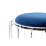 Paris Prix Pouf & Table D'Appoint "Comfortable" 50cm Bleu & Argent