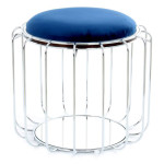 paris prix Pouf & Table d'Appoint "Comfortable" 50cm Bleu & Argent
