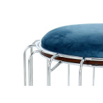 Paris Prix Pouf & Table D'Appoint "Comfortable" 50cm Bleu Pétrole & Argent